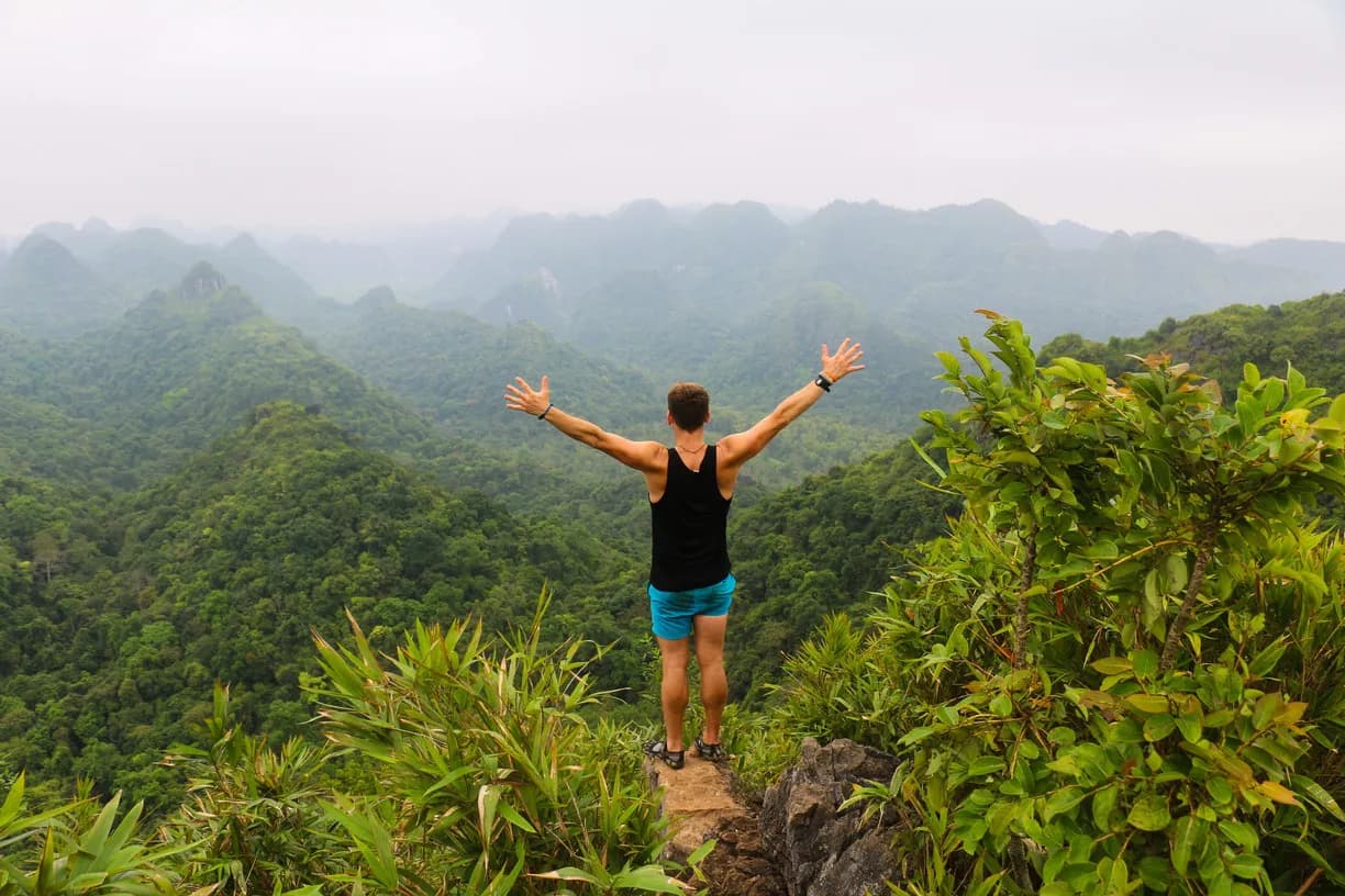 Trekking through the jungle in Cat Ba