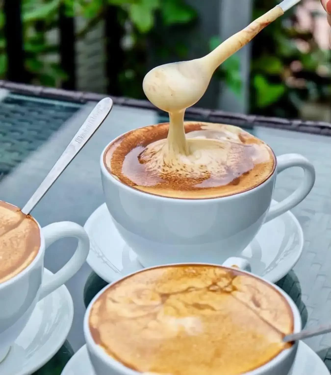 Rich egg coffee with creamy froth.