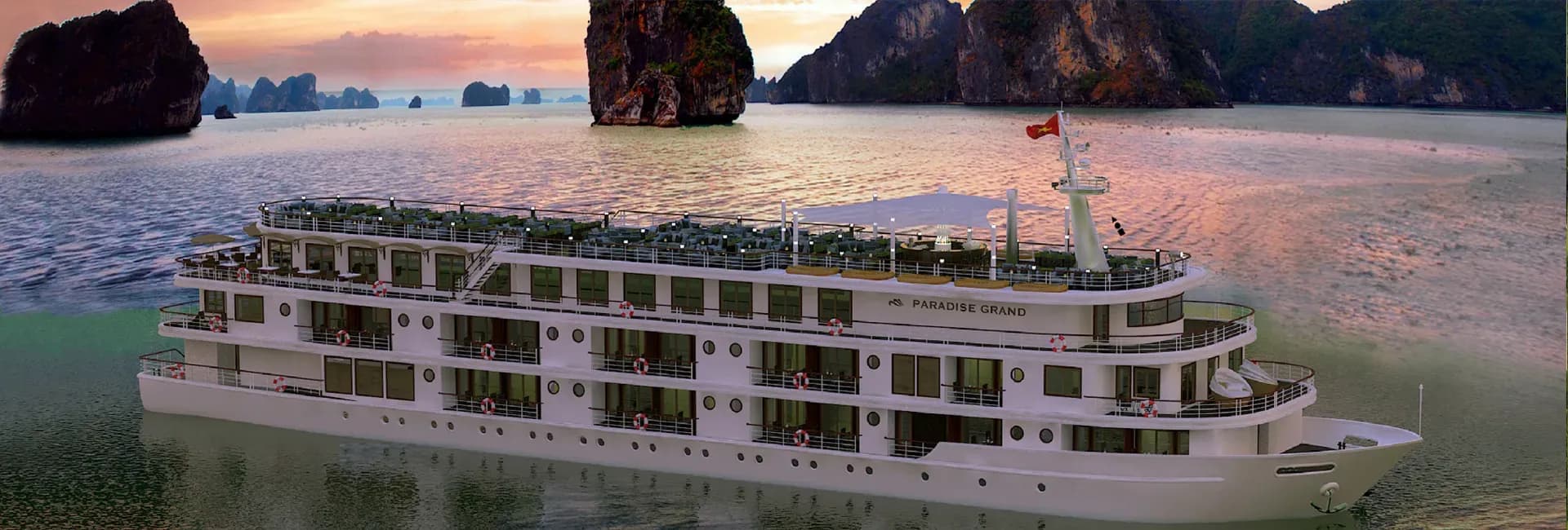 Paradise Grand cruise on Lan Ha Bay at sunset
