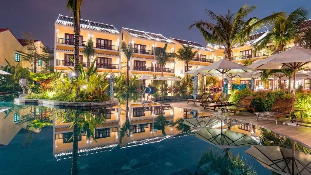 Luxurious resort in Hoi An, featuring a stunning pool and beautiful scenery.