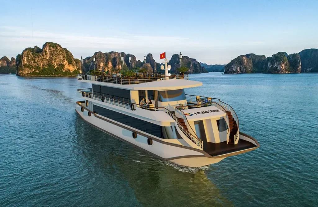 Luxurious V-Dream Cruise yacht on Halong Bay.